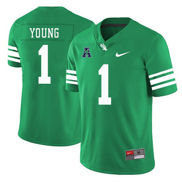 #1 Isheem Young North Texas Mean Green College Football Jerseys Stitched-Green